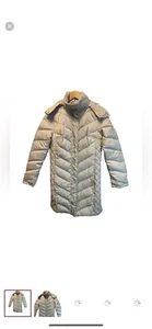 KENNETH COLE Cream Quilted Satin Finish Mid Length Medium Weight Winter Jacket S - Picture 1 of 9