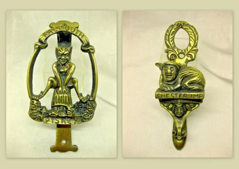 vintage - 2 Brass Door Knockers - Falmouth Piskey & Chester - decorative English Cover