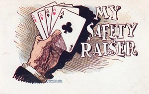 Postkarte Pokerhand 4 Asse 1907 mit Ben Franklin Stempel auf Rückseite - Bild 1 von 2