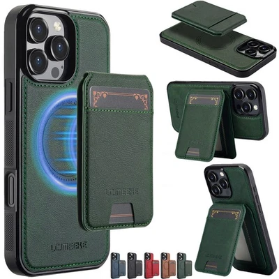 Magnetic Case Shockproof Leather Wallet Cover for iPhone 16 Pro Max 15Plus 14 13 - Image 1 of 4