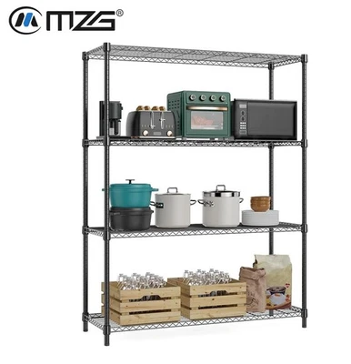 MZG 4 Tier Wire Shelving Rack Black Shelf Pantry Kitchen Garage 15.8"x 45.3"x 59.4"