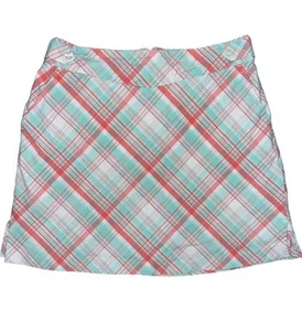 Lady Hagen Golf Skort Rock unter Shorts kariert grün koralle Damengröße 4 " - Bild 1 von 8