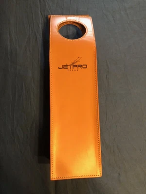 Tan Leather Single Wine Bottle Carrier Holder Bag w/ Handle JETPRO TEXAS logo - Image 1 of 4