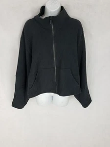 Lululemon Size XL/XXL Women's Zip Up Black Ribbed Long Sleeved Pocket Jacket - Picture 1 of 7