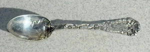 Vintage RW&S Demitasse Spoon 7.6 gm Sterling Silver Ribbon Pattern Monogram LS - Picture 1 of 6