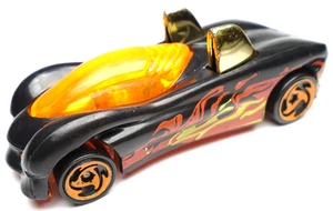 1998 HOT WHEELS VOLCANO BLOWOUT POWER PIPES BLACK DIECAST 3" RACE CAR W/ ORANGE - Bild 1 von 6