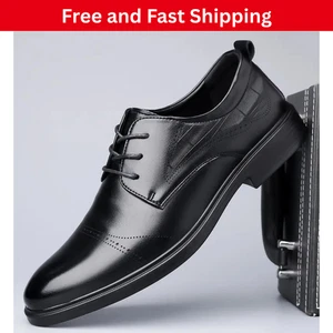 Men's British Style Glossy Black PU s - Low-Top Lace-Like Closure (No Laces).. - Picture 1 of 5