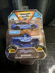Sale BLUE THUNDER Monster Truck & Race Car  1/64 2 Pack Monster Jam SpinMaster - Picture 1 of 2