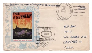 WWII Patriotic 1945 APO 27 - Label Weigand Censored - Picture 1 of 2