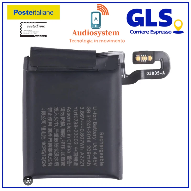 BATTERIA PILA per APPLE WATCH SERIE SE2 2022 40mm GPS A2721 A2277 Pari Originale - Immagine 1 di 1