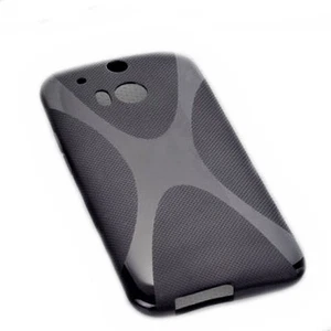 Funda protectora de poliuretano termoplástico de silicona X negra para HTC One M8 + protector de pantalla - Imagen 1 de 2