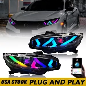 RGB LED Headlights For 10th Gen Honda Civic 2016-2021 Hatchback Sedan Type R - Bild 1 von 20