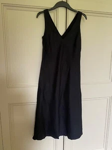 LAURA ASHLEY 100% Pure Linen Dress Size 10 Black Classy Elegant Lined Summer - Picture 1 of 7
