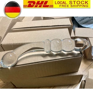 Doppel-Dildo aus Glas Analplug Rillen Sex Toy Glasdildo Buttplug Erotikspielzeug - Bild 1 von 5