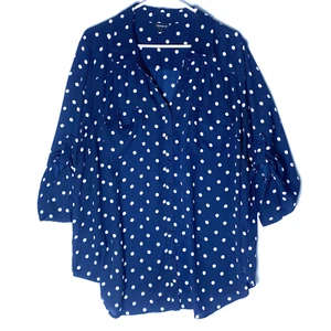 Torrid Shirt Women’s Size 3 Polka Dot Plus Long Sleeve Flowy Blouse Blue - Picture 1 of 10