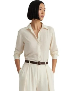 NEW LAUREN RALPH LAUREN CREAM OFF WHITE CAREER SHIRT BLOUSE SIZE L $135 - Picture 1 of 3
