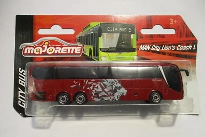 MAJORETTE MAN CITY LION'S RED COACH L BUS DIECAST MODEL - BRAND NEW IN BOX - Image 1 of 4
