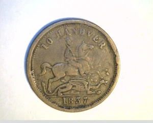 1837 Great Britian, To Hanover, High Grade Copper Coin (UK-144) - Picture 1 of 2