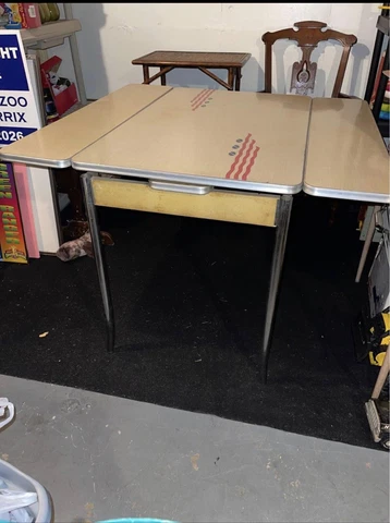Vintage Mid Century Modern Porcelain Enamel Top Expandable Table Cover