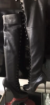CHRISTIAN LOUBOUTIN RonFifi Supra Napa Leather Over Knee Thigh High Boot Sz 40 - Image 1 of 4