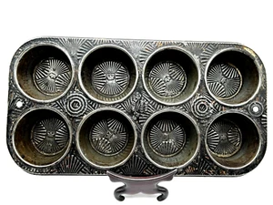Art Deco Bakerex Crown Ware Starburst Texture Cupcake Muffin Pan Rustic Kitchen - Picture 1 of 7