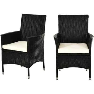 2 PC Outdoor Rattan Armchair Dining Chair Garden Patio Furniture w/ Arm - Picture 1 of 12