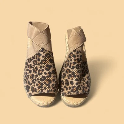 Delicious Women Wedge Heel Elastic Ankle Strap Platform Espadrille Cheetah BROOM - Image 1 of 4