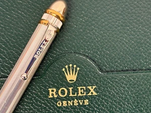 AUTHENTIC ROLEX ADVERTISING PEN & GREEN LEATHER FOLDING WALLET WITH STATIONARY - Picture 1 of 14