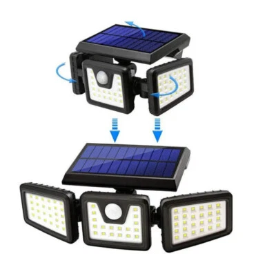 LED brillante con sensor de movimiento de 3 cabezales con energía solar con 78 luces 3 ajustes Foto 1 de 4