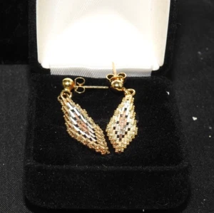 Sterling Silver Milor Woven Mesh Earrings Yellow, Rose, White Gold GP Pierced - Picture 1 of 4