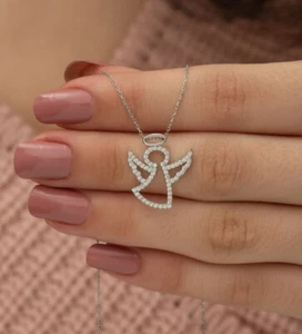 sterling silver angel wings necklace gold necklace for women - Picture 1 of 4