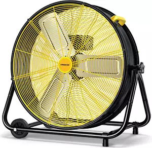 24 Inch Industrial Drum Fan, 320W High Velocity Floor Fan, 3 Speed Heavy Duty Me - Picture 1 of 7
