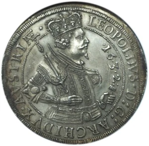 1632 Austria Hall Archduke Leopold Thaler "BVRGVND" UNC NGC w/ Superb Strike - Picture 1 of 5