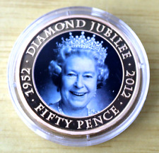 Queen Elizabeth II Diamond Jubilee 2012 Gold Plated TDC 50p Coin