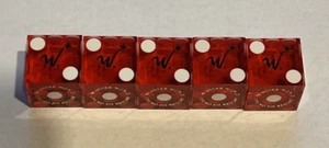 One set of 5 matching Casino Dice - Winstar Casino - Thackersville OK - Red - Picture 1 of 3