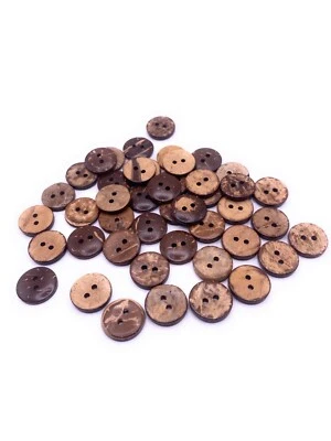 15mm Coconut Shell Buttons Brown 2 Hole Sewing Scrapbooking Knitting Cardigans - Image 1 of 4