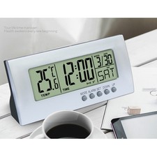 Orologio digitale sveglia da tavolo LCD con display temperatura interna,