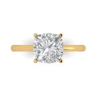 2.3ct Cushion Cut Simulated Solitaire Statement Promise Ring 14k Yellow Gold