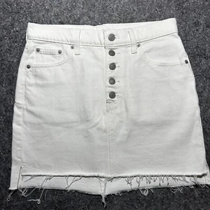 Lucky Brand women's Size 4/27 White Flat Front Raw Hem Denim Short Mini Skirt - Picture 1 of 13