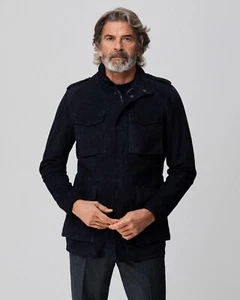 Black Field Leather Jacket Men Pure Suede Custom Made Size S M L XXL 3XL - Picture 1 of 5