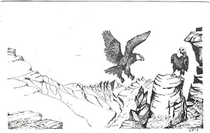 Vintage Artist Chrome Postcard Lone Packer Artist Along Trail McCurdy Eagles - Picture 1 of 2