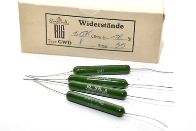 4x Vintage Leistungs-Widerstand von Rosenthal Typ GWD8, 1.5 kOhm / 8 Watt, NOS - Bild 1 von 4