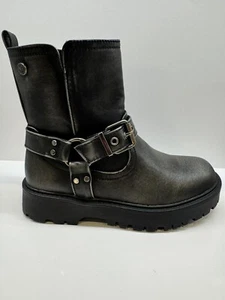 Stivali biker Xti ragazze suola grossa fibbia caviglia suola memory foam UK 2 nuovi senza scatola - Foto 1 di 15