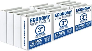 Samsill Economy 3 Ring Binder, White, 12 Pack - Picture 1 of 8