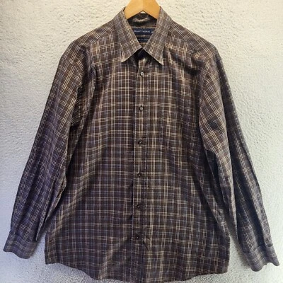 Camisa Grant Thomas Para Hombre Grande Marrón A Cuadros 2 Capas Algodón Abotonado Manga Larga Foto 1 de 4