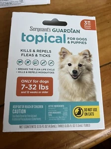 Sergeant's Guardian Topical for Dogs 7-32 lbs 3mth Supply Kills And Repels Fleas - Picture 1 of 3
