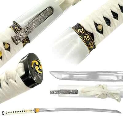 Katana hecha a mano Black Widow Web Weaver blanca - espiga completa afilada en general 40" Foto 1 de 4