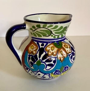 Talavera Pottery Pitcher Jug Mexico Hand Painted Lead Free 5 x 5.5 Inches - Picture 1 of 12