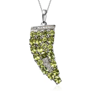 STUNNING!! 3.75ctw Arizona Peridot & Zircon Pendant Necklace 20" Platinum Plated - Picture 1 of 7