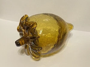 Amber Crackle Glass Acorn Blown Art Glass with Iridescent Luster Cap Fall Decor - Picture 1 of 19